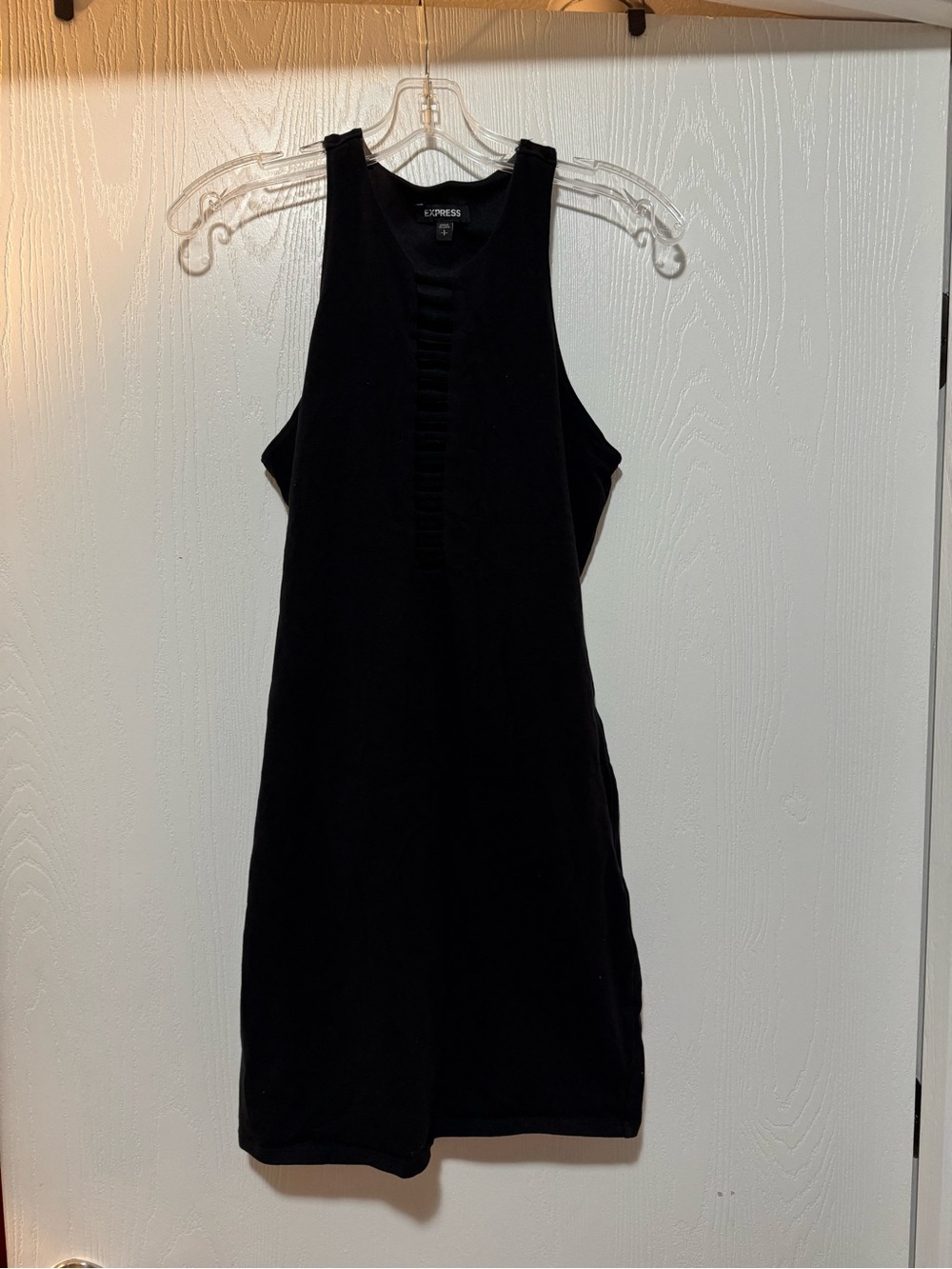 Express Black Rib-Trim Sleeveless Shift Dress